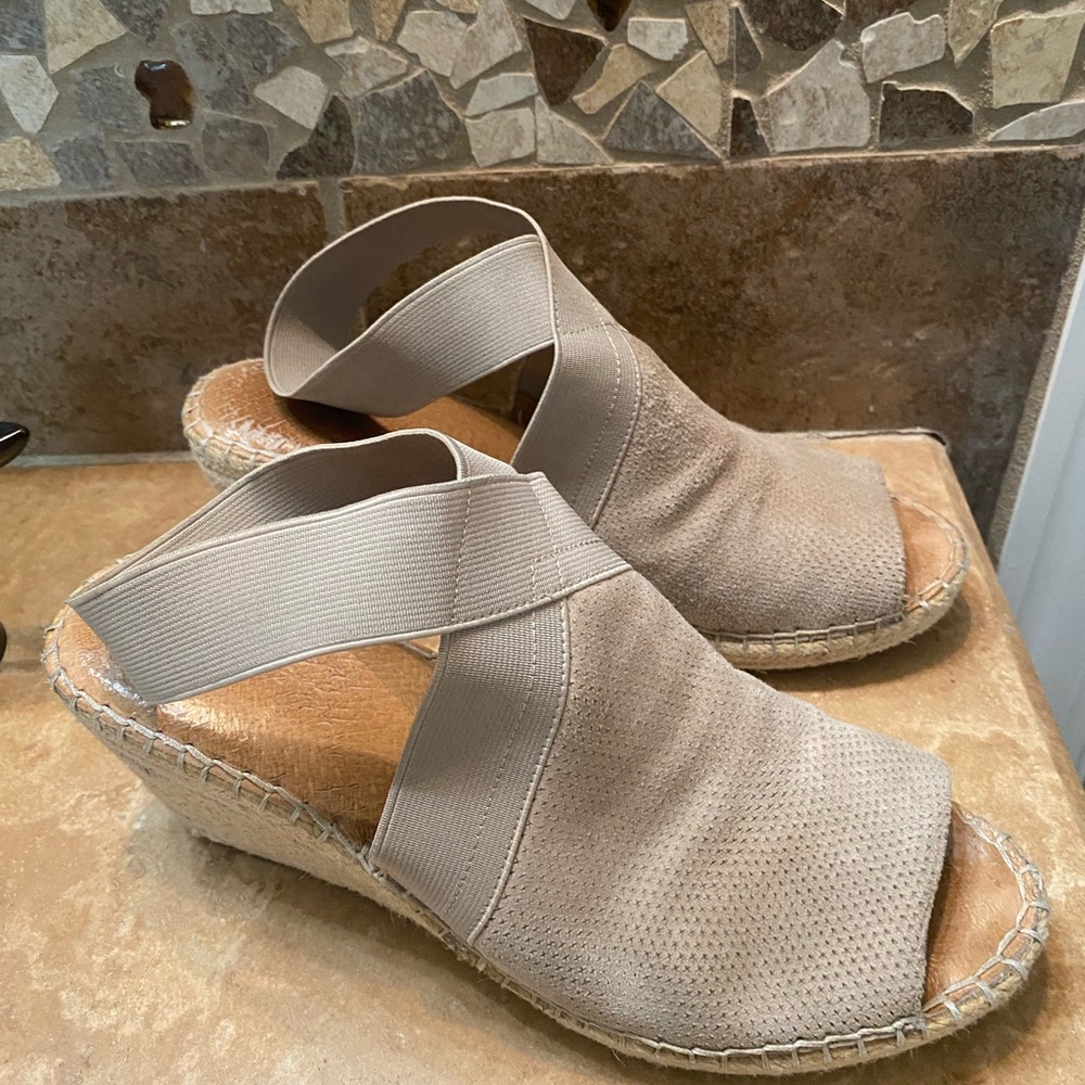 Gentle Souls Taupe Espadrille Wedges